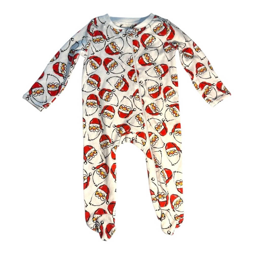 Sammy + Nat‎ Christmas Santa Print Footed Pajamas Onesie 3M Baby Holiday NWOT